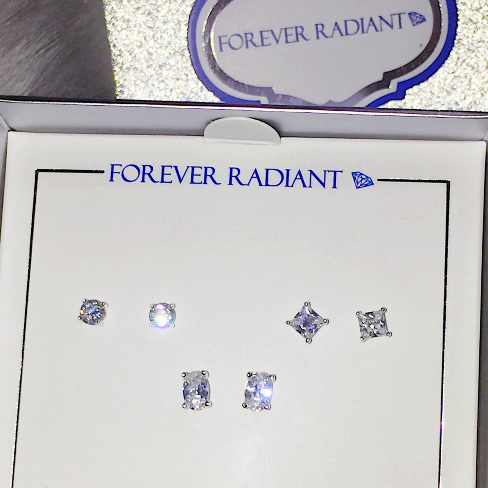 Forever Radiant SS925 3prs AA+ CZ Diamond Earrings - Picture 6 of 8